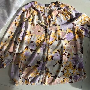 NYDJ Floral Blouse - Purple, Pink, Cream